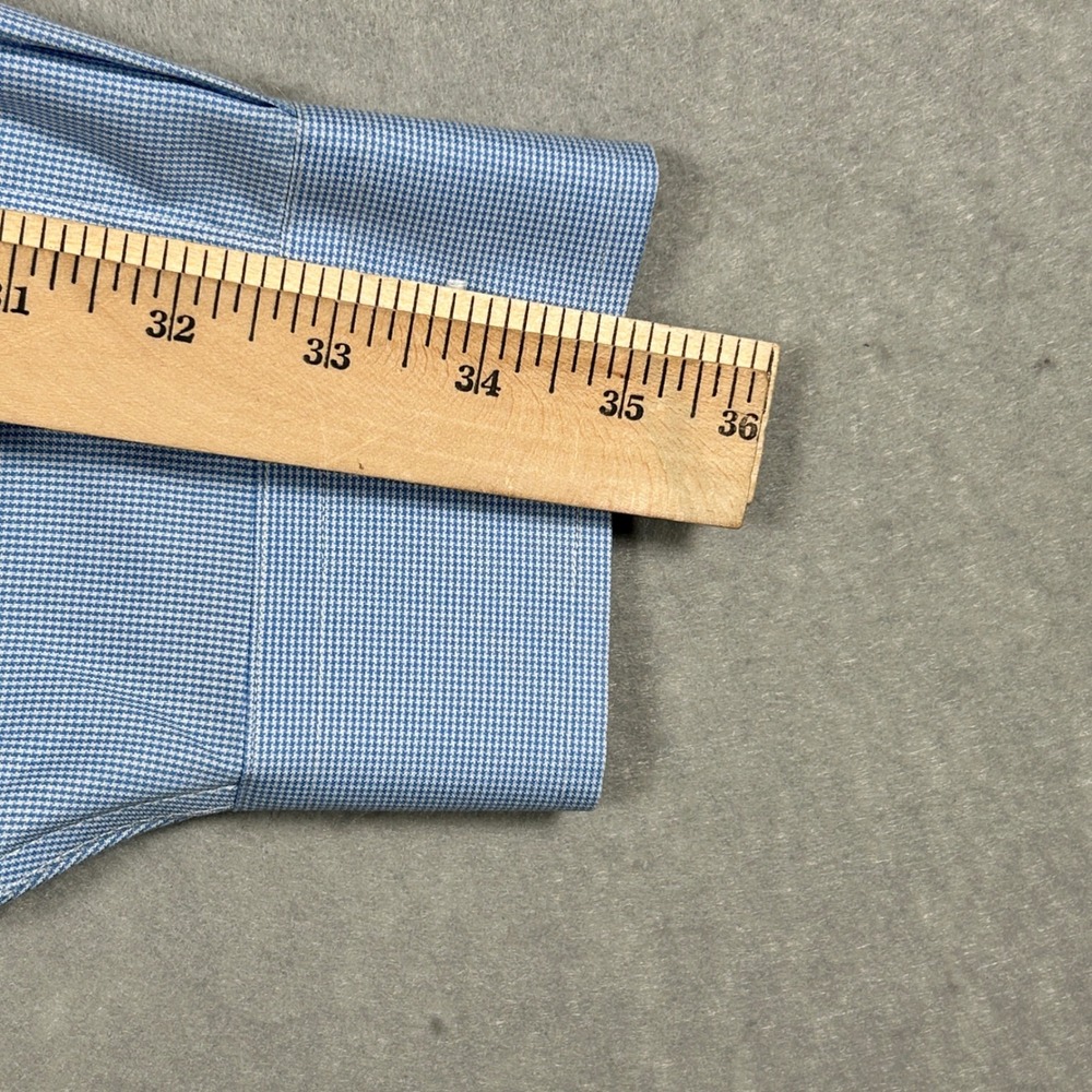 2 Jos. A. Bank Traveler Cotton Shirts Mens 20X35 Navy & Baby Blue Houndstooth - Picture 12 of 16